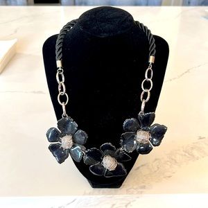 Black flower, big statement necklace